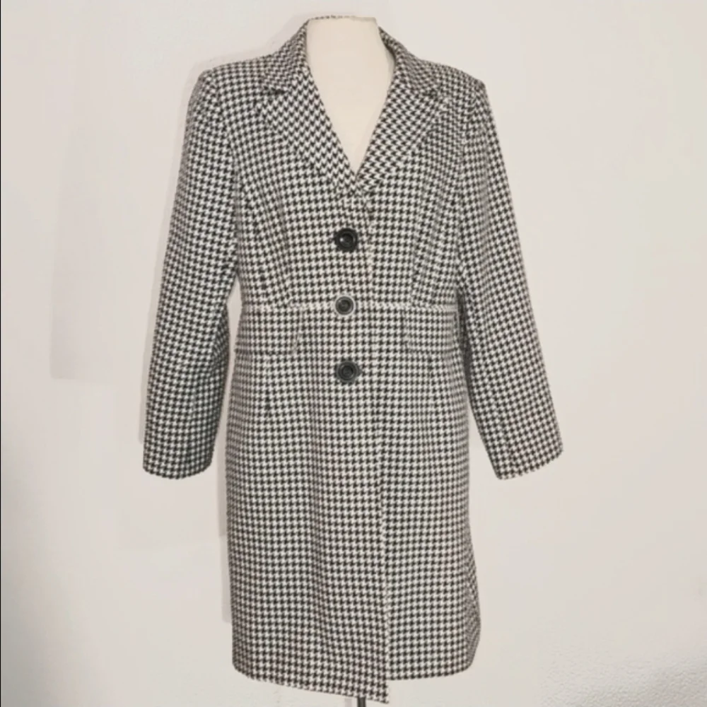 Isabella Suits Coat Houndstooth Black Plus Size 14